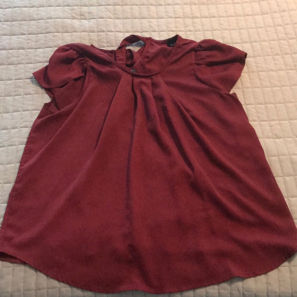 Dark red Torrid blouse with ties in the back